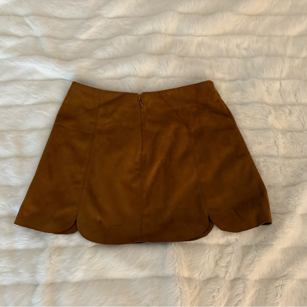 Pull&Bear Brown Suede Leather Mini Skirt Chic and Versatile